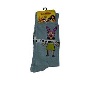 Bob’s Burgers Louise Belcher Crew Socks Blue Gray Funny Quote TV Show NWT